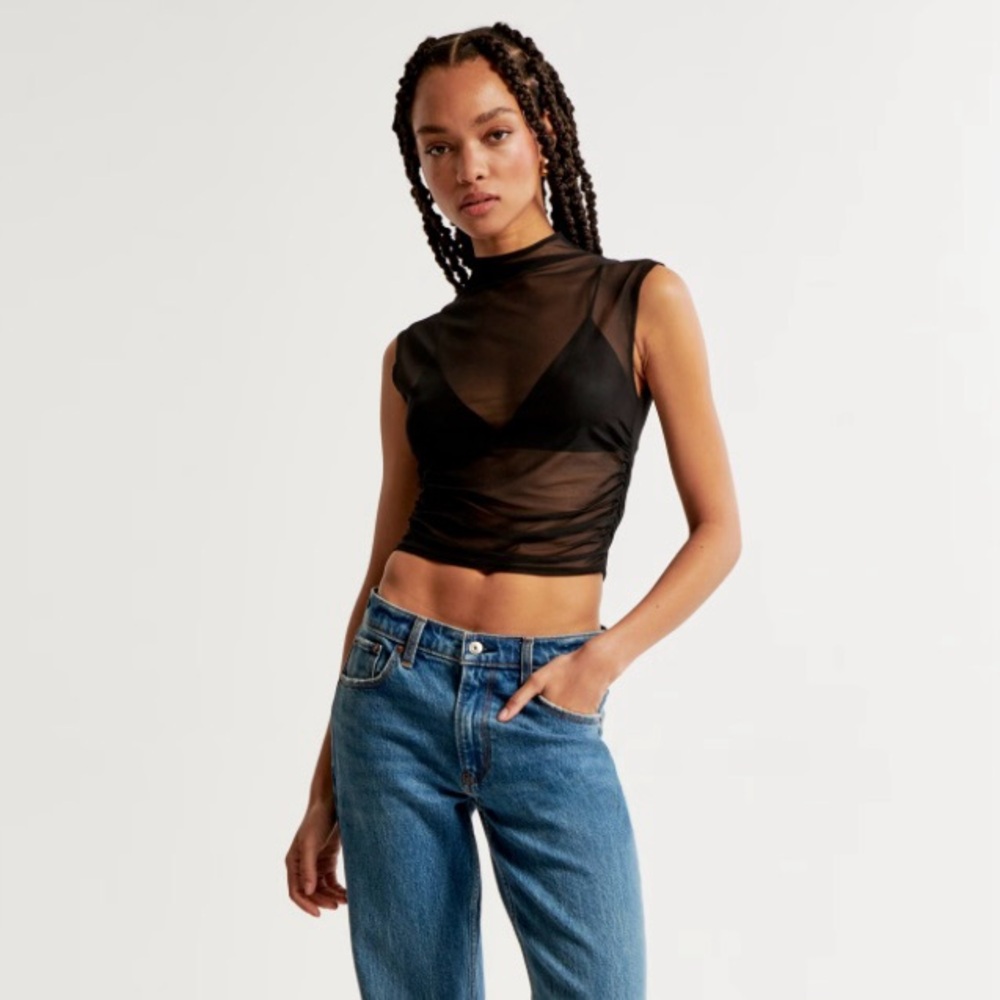 ABERCROMBIE & FITCH Black Paloma Mesh Top (M)